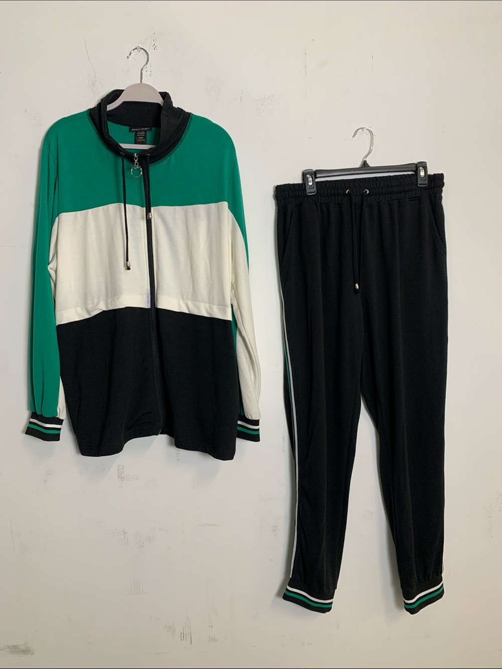 Ashley Sport Black Jogger Track Suit with Contrast Stripe Cuffs